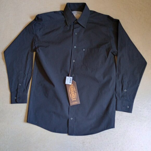 [Panhandle Slim] Heavy textured black Men's S Button down - Picture 1 of 4